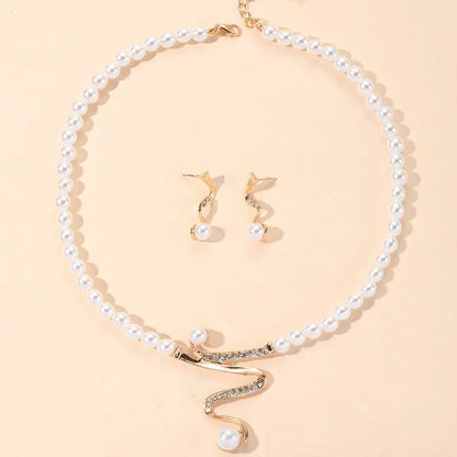 Mina – Conjunto de collar y pendientes de perlas a juego