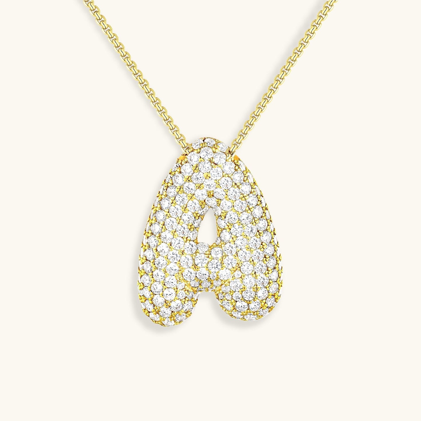 Collar de diamantes con inicial en burbuja