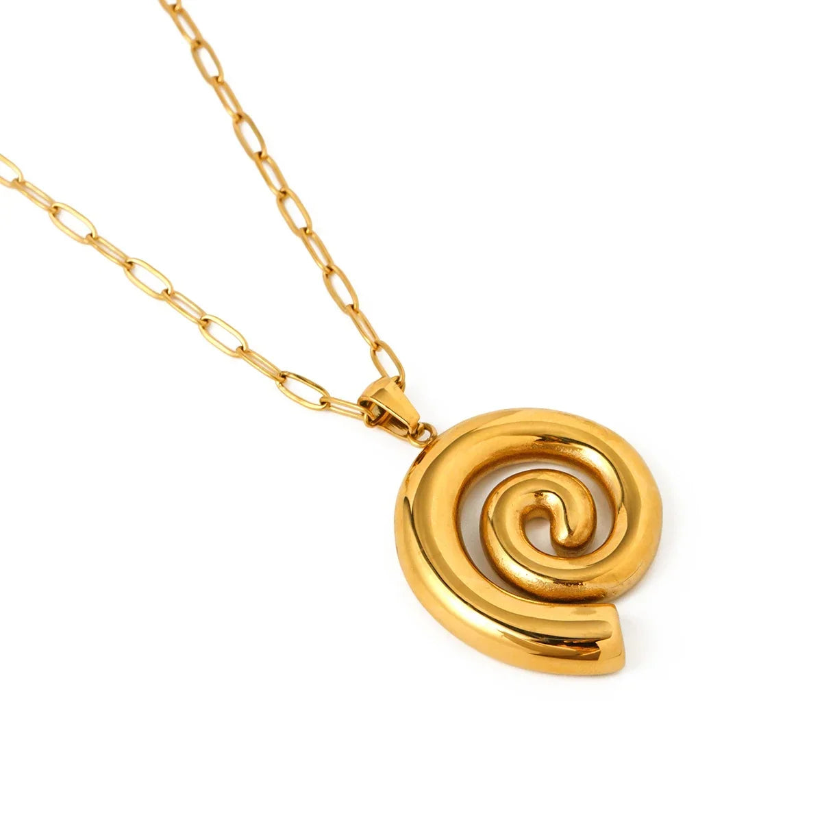 Collar con Colgante de Mujer con Colgante en Forma de Espiral y Diseño Esculpido