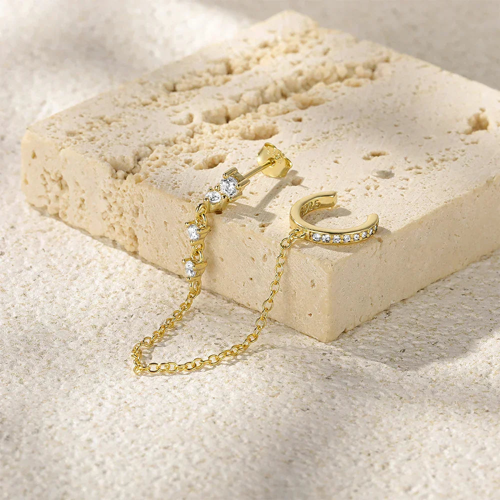 Arielle – Pendientes Cuff Cadena Elegantes