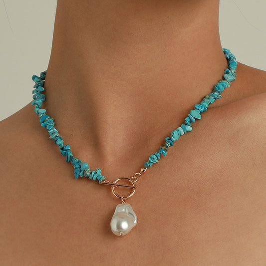 Dione – Collar Perlas y Turquesa Refinado
