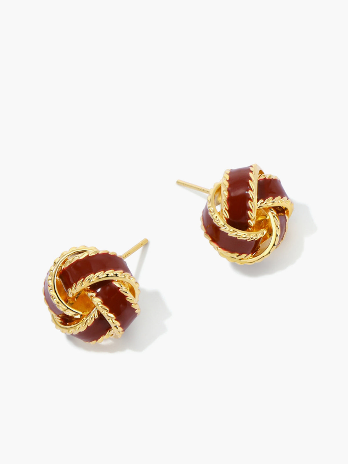 Lara – Pendientes de Botón Creoles Anudados Vintage Esmaltados