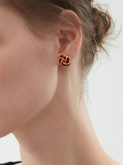 Lara – Pendientes de Botón Creoles Anudados Vintage Esmaltados