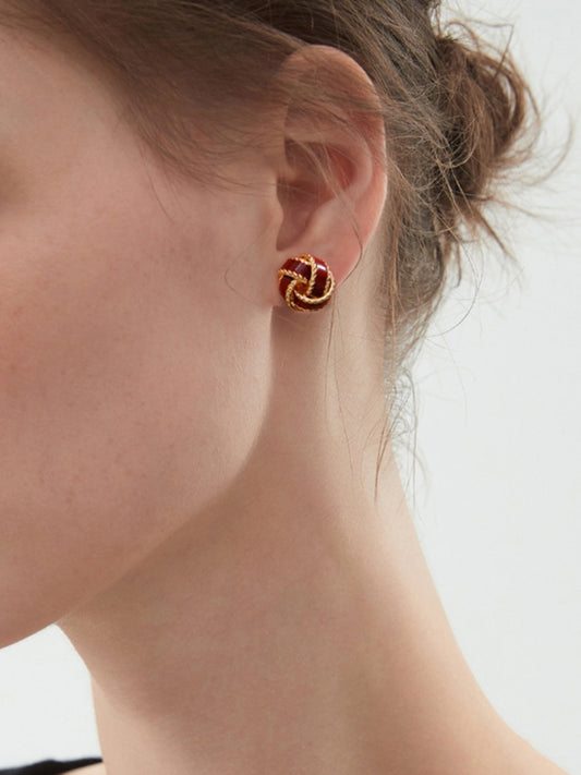 Lara – Pendientes de Botón Creoles Anudados Vintage Esmaltados