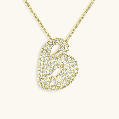Collar de diamantes con inicial en burbuja