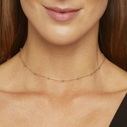Collar de bolas con incrustaciones - Collar de perlas redondas