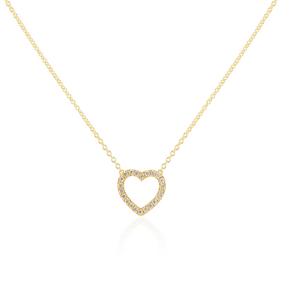 Pequeña Cadena de Amor - Collar de Corazón de Oro con Diamantes