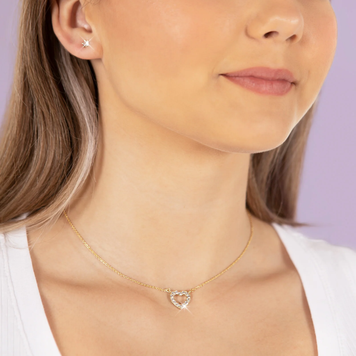 Pequeña Cadena de Amor - Collar de Corazón de Oro con Diamantes