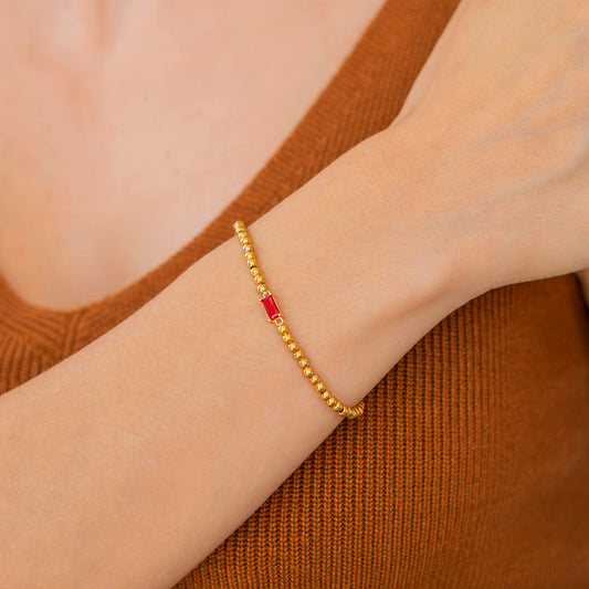 Aitana – Pulsera Dorada con Piedra Natal
