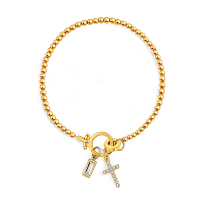 Eli – Pulsera de Gema de Nacimiento con Encanto de Cruz