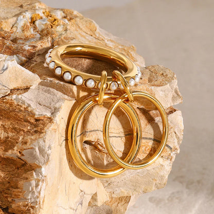 Briana – Anillo Apilado con Perlas Elegante