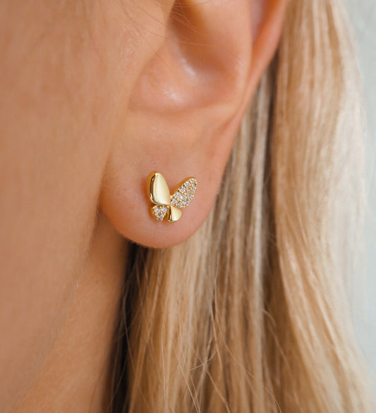 Pendientes de mariposa con cristales pavé