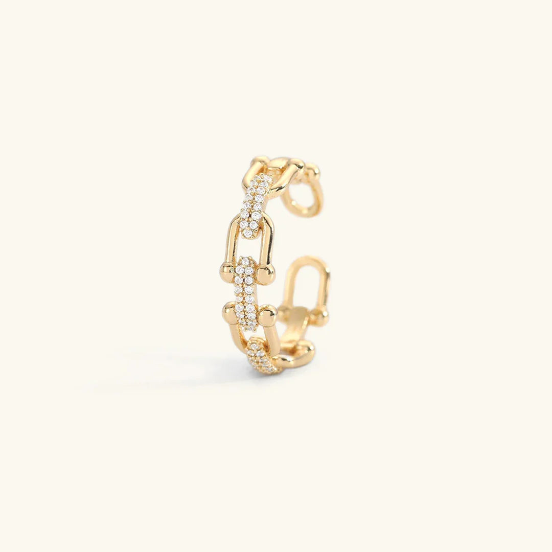 Dama Anillo Abierto Ajustable con Simulantes de Diamante