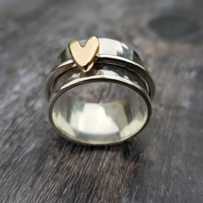 Shanie – Anillo de Plata con Corazón Dorado