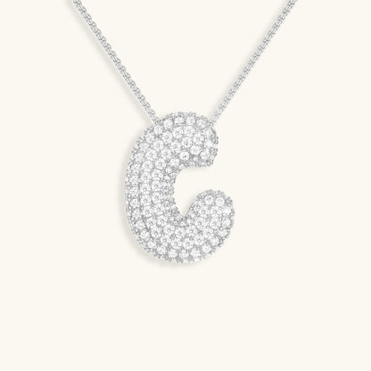 Collar de diamantes con inicial en burbuja