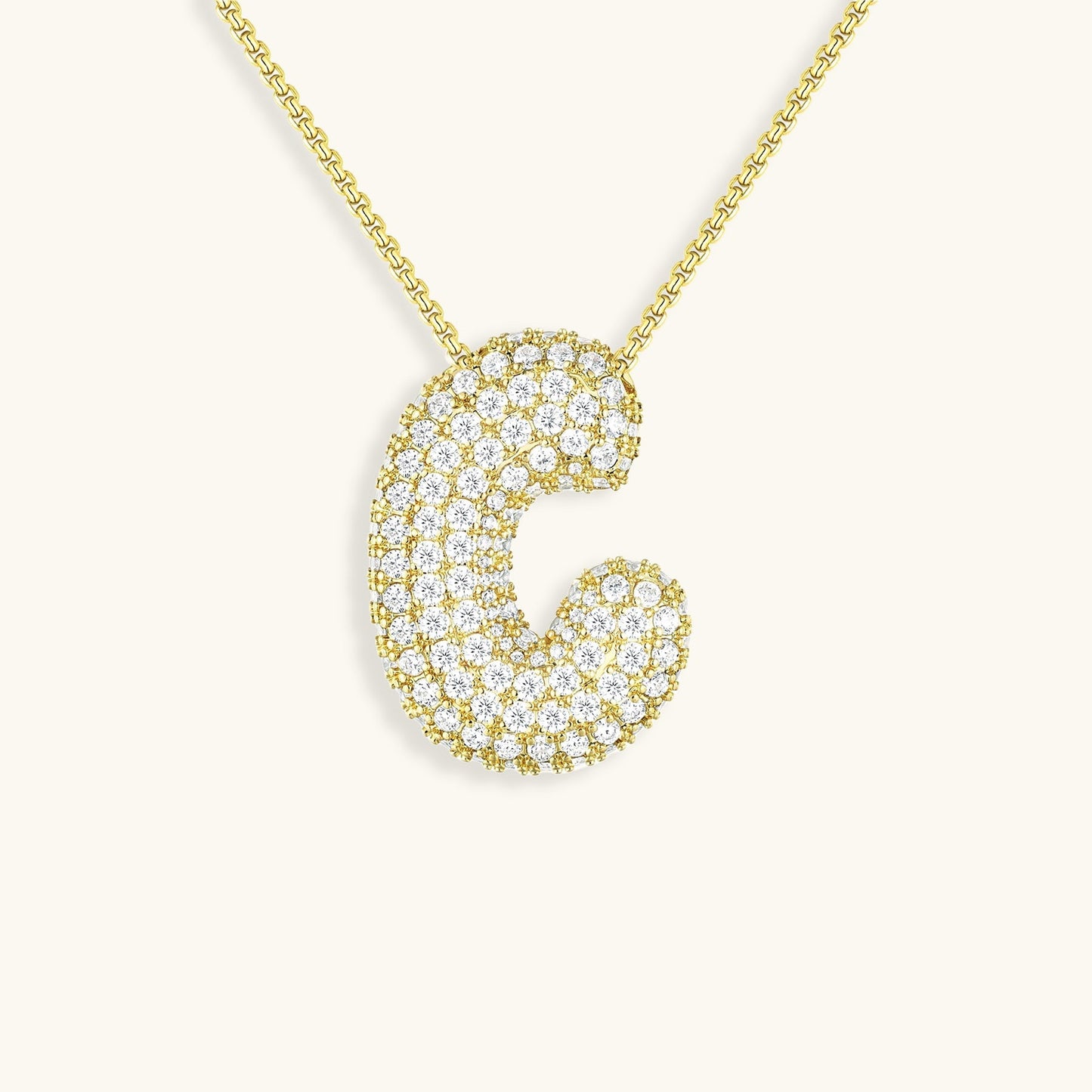 Collar de diamantes con inicial en burbuja