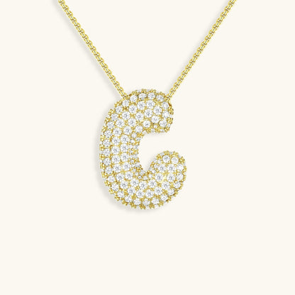 Collar de diamantes con inicial en burbuja