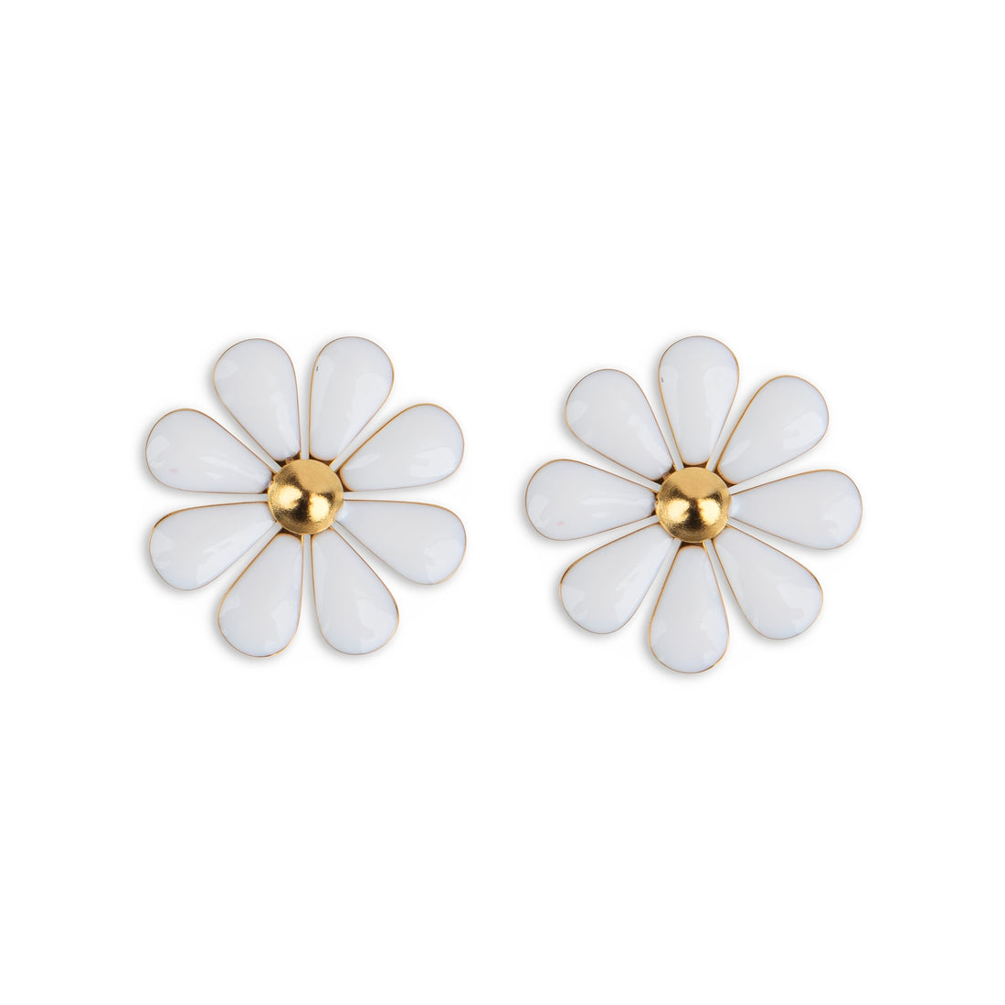 Yela – Pendientes Margarita con Esmalte Blanco