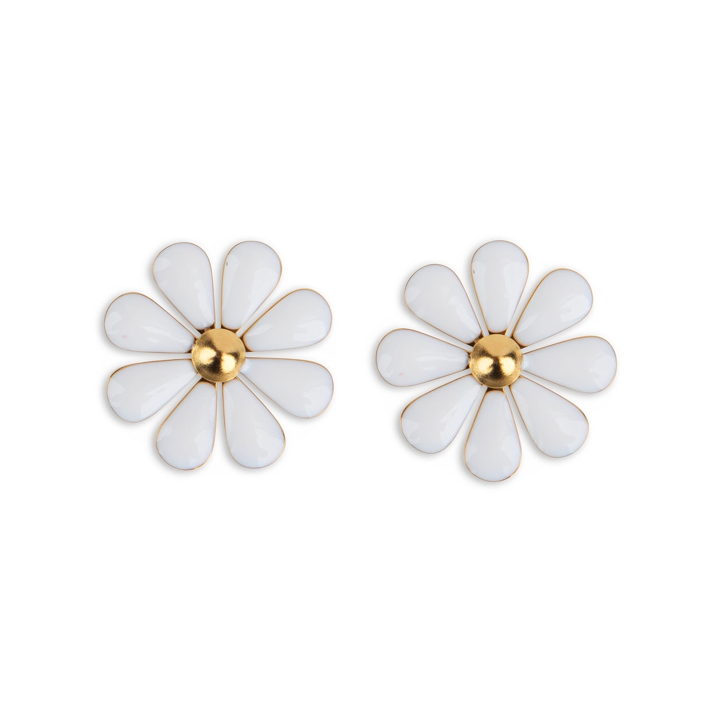 Yela – Pendientes Margarita con Esmalte Blanco