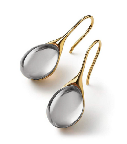 Alina – Pendientes Largos con Cristal en Oro y Plata
