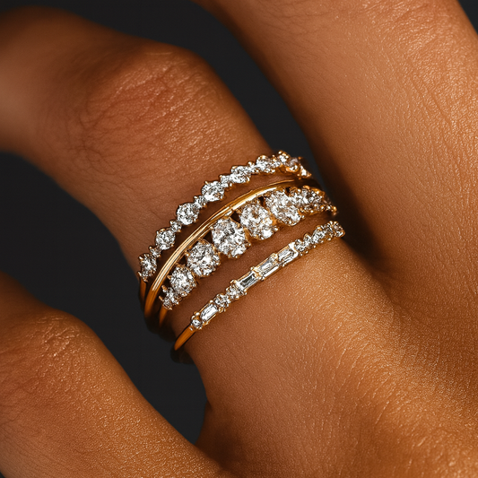 Elise – Conjunto de Anillos Vintage en Circonio