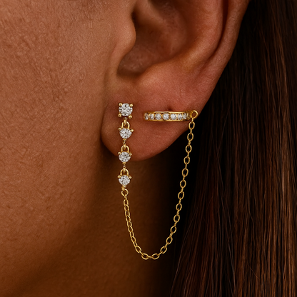 Arielle – Pendientes Cuff Cadena Elegantes