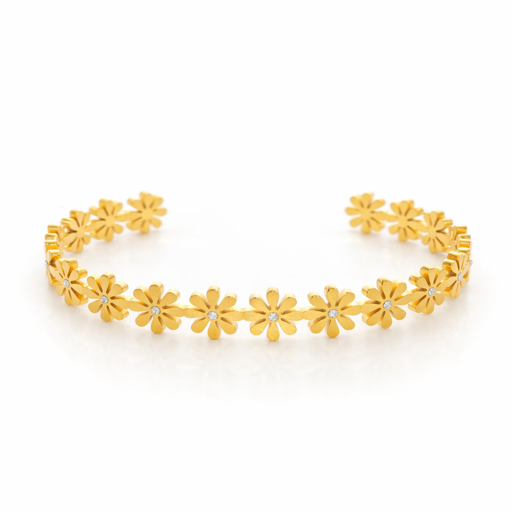 Mariana – Pulsera Floral Dorada