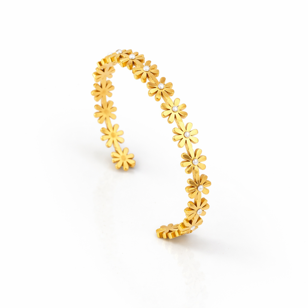 Mariana – Pulsera Floral Dorada