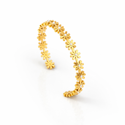Mariana – Pulsera Floral Dorada