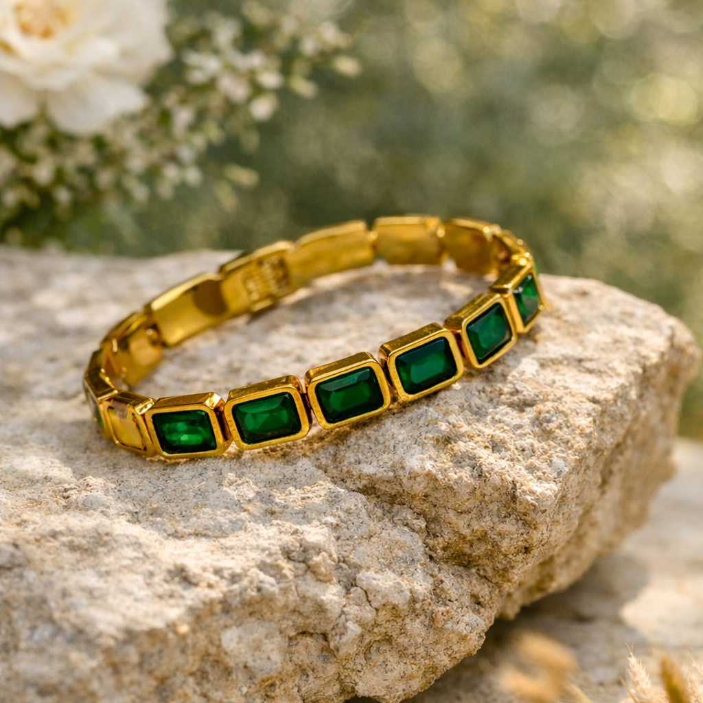 Eloisa – Pulsera de Zirconia Dorada Elegante