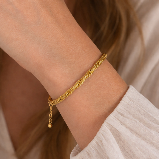 Alondra – Pulsera Cadena Cuerda Dorada Elegante
