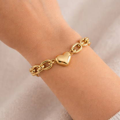 Gillian – Pulsera Dorada Cadena Gruesa con Corazón