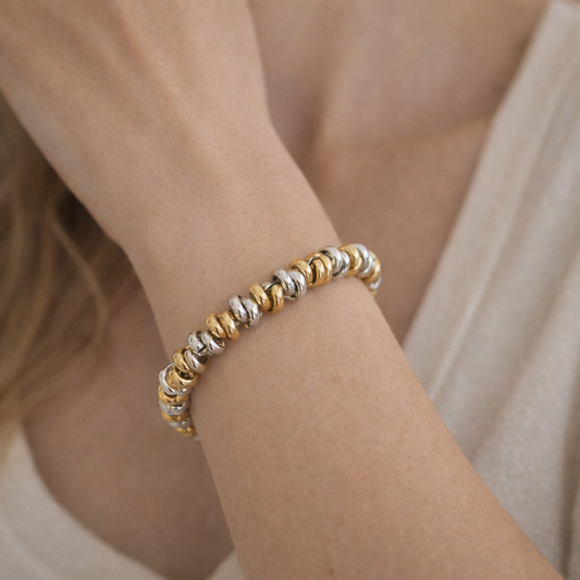 Anika – Pulsera Bicolor Trenzada con Cuentas