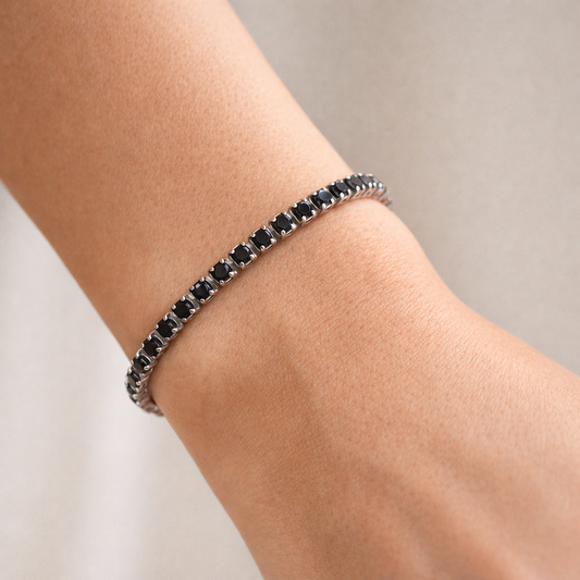Loren – Pulsera Tennis Negra con Piedras Brillantes
