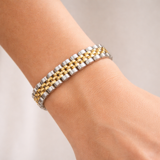 Yann – Pulsera Cadena Presidencial Bicolor Oro y Plata
