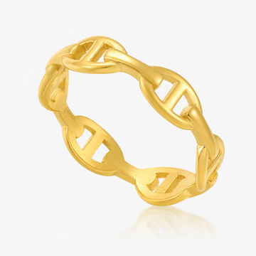 Anillo de Eslabones para Mujeres con Eslabones Ovales y Diseño Perforado