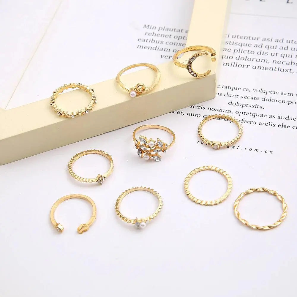 Savana – Juego de 10 Anillos Bohemios Plateados y Dorados