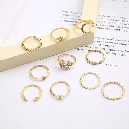 Savana – Juego de 10 Anillos Bohemios Plateados y Dorados