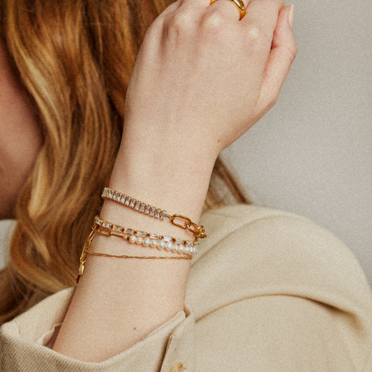 Blanca – Pulsera Cadena Paperclip Gruesa