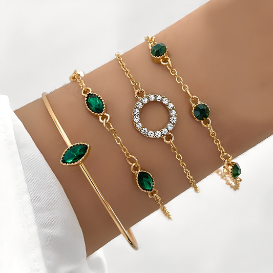 Maelis – Pack de Pulseras Adornadas con Cristales Verdes