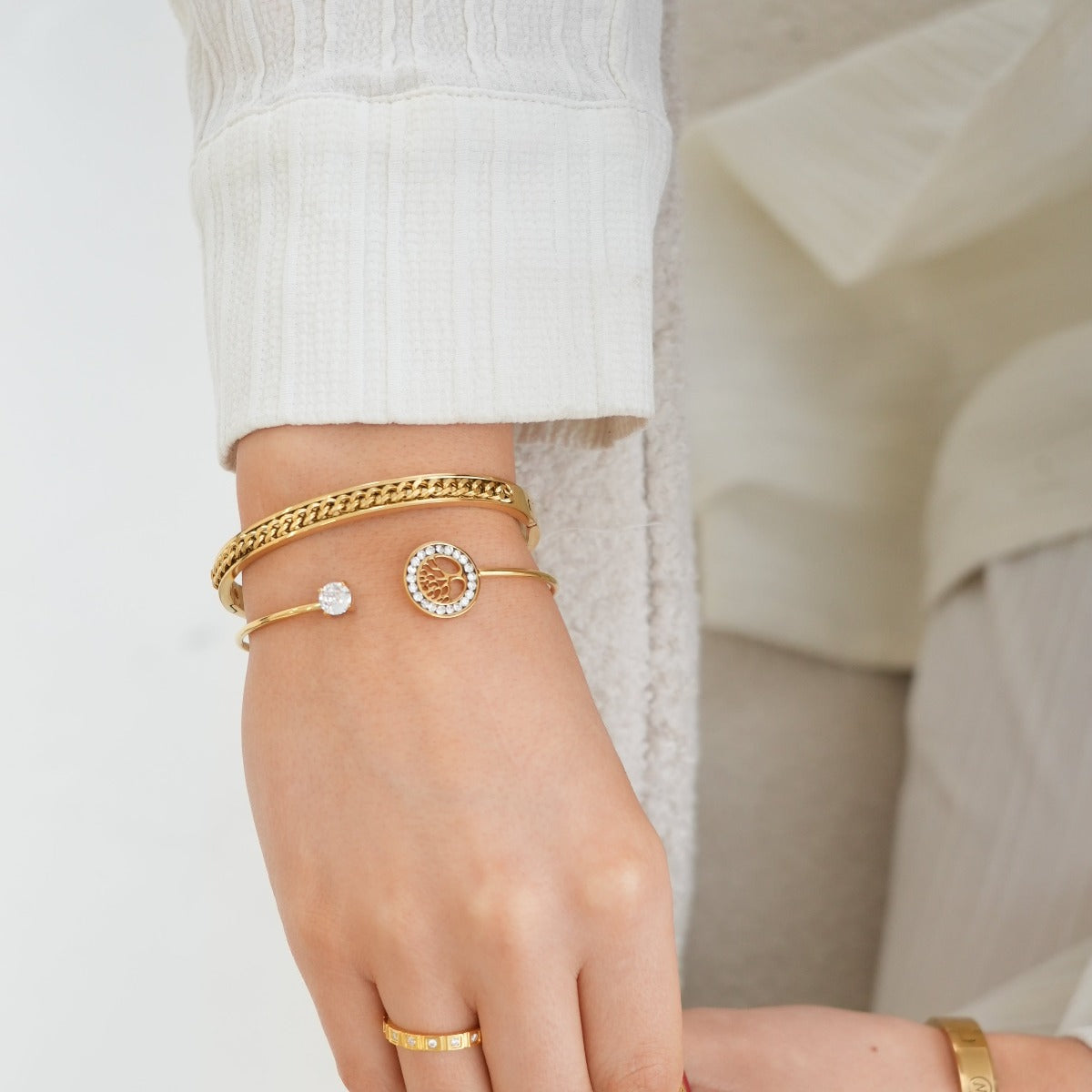 Jessi – Pulsera Jonc Árbol de Vida Ornada con Piedras