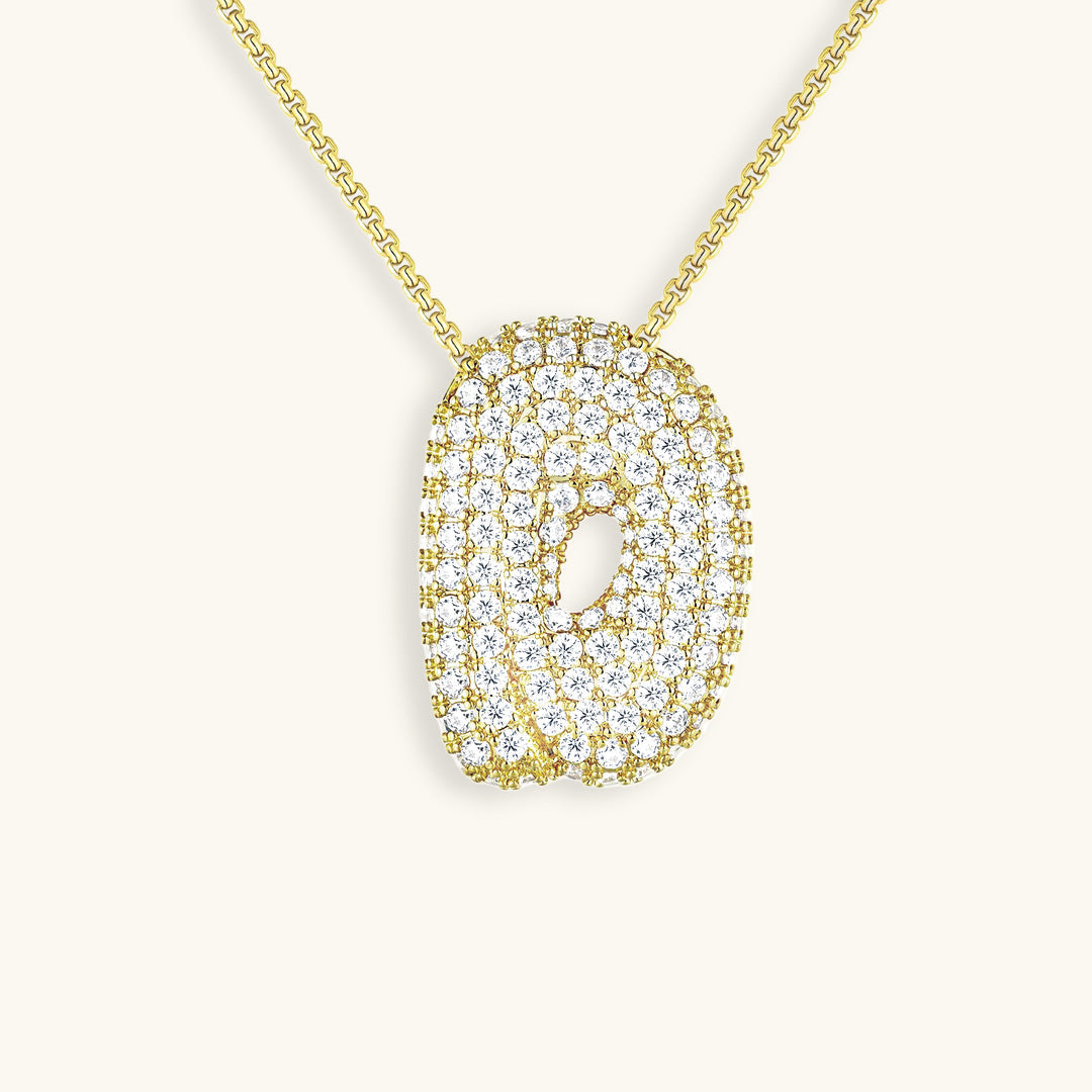 Collar de diamantes con inicial en burbuja