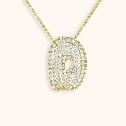 Collar de diamantes con inicial en burbuja