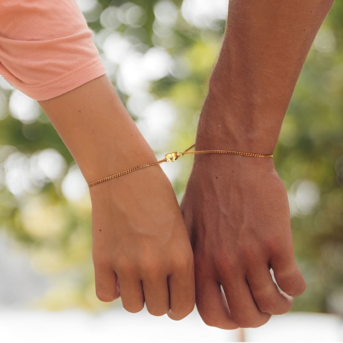Damas 2-piezas conjunto de pulseras de pareja con cierre magnético y cadena de extensión