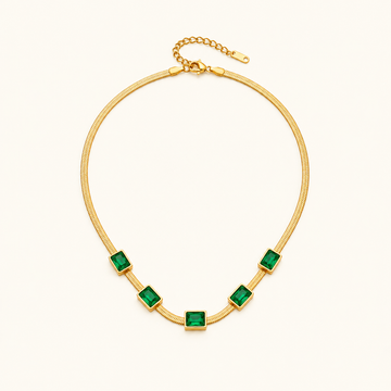 Collar de Dama con Piezas Cuadradas y Cadena Ancha