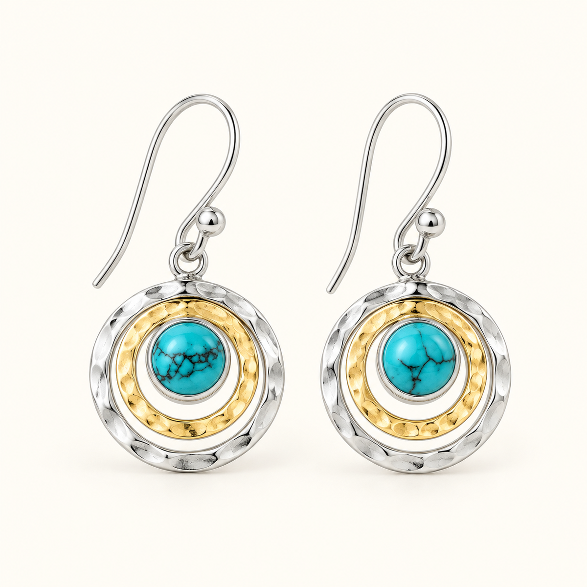 Pendientes de Mujer con Motivo Redondo de Saturno y Piedra Decorativa