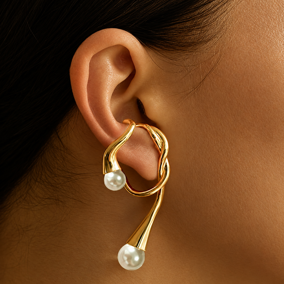 Pendientes de Declaración para Mujeres con Diseño de Aros Curvados y Colgantes en Forma de Gota