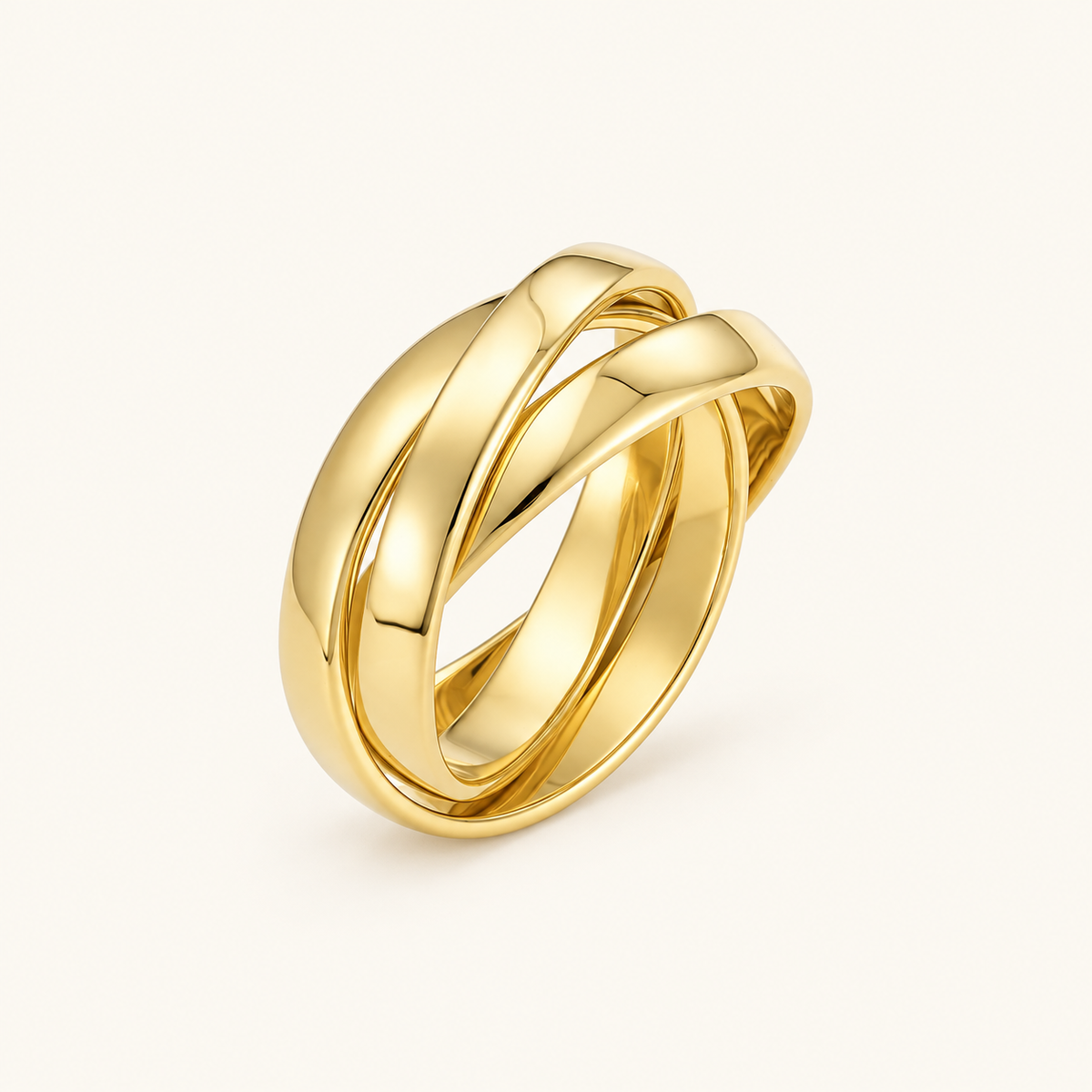 Damas Anillo de 3 Filas con Diseño de Giro Interconectado