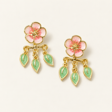 Pendientes de Cerezos para Mujeres con Diseño de Hojas Colgantes