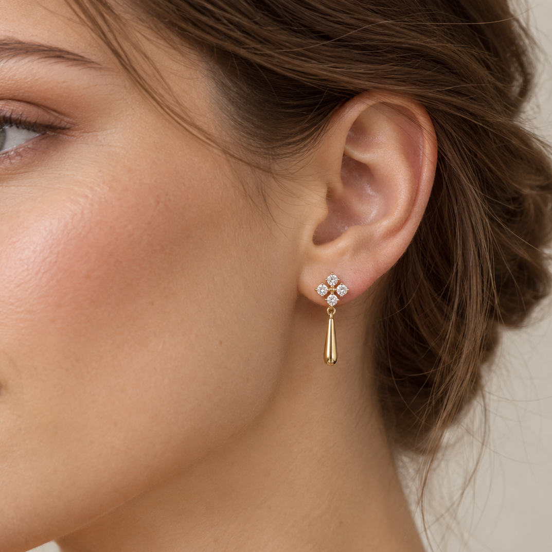 Pendientes de Cruz para Mujer con Diseño de Bastón Colgante - Par